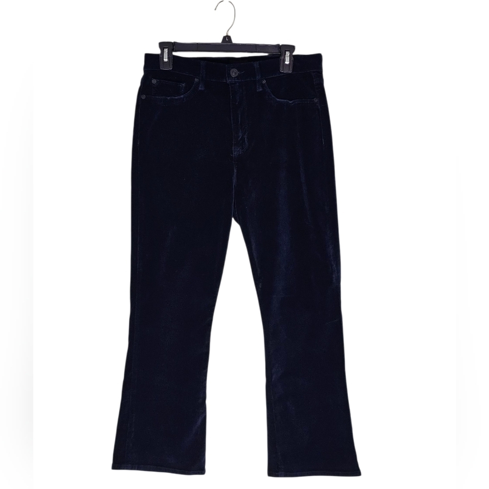 Hudson Jeans High Rise Brix Cropped Bootcut Flare Velvet Dark Blue Pant 30 NWT‎